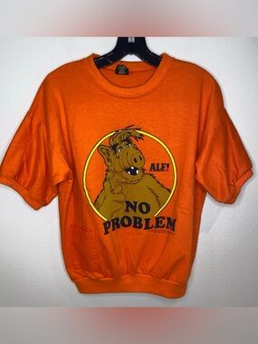 ALF 1987 Alien Productions Vintage Orange Short Sleeve Top Woman's M Made In USA